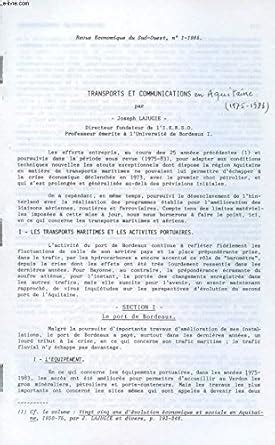 Amazon.in: Buy TRANSPORTS ET COMMUNICATIONS EN AQUITAINE (1975-1983 ...