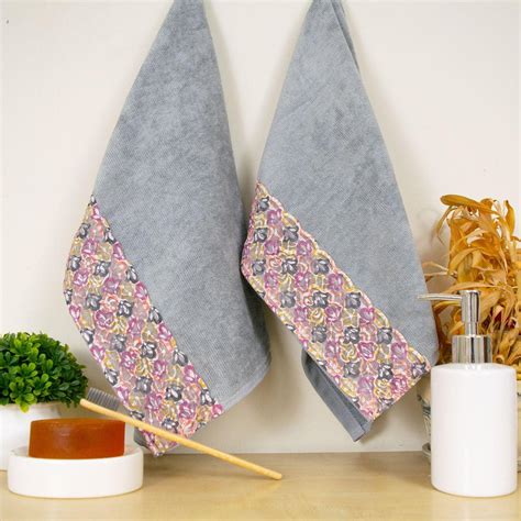 Prima Lace 100% Cotton Hand Towel Set of 2 | Ultra Soft, Highly Absorb ...