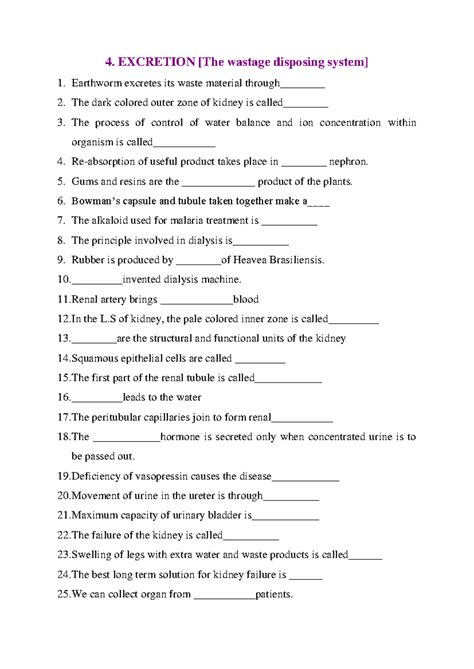4. EXCRETION: Short Notes on Kidney Function & Waste Disposal - Studocu