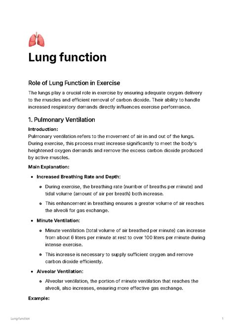 Lung function - exercise - 🫁 Lung function Role of Lung Function in ...