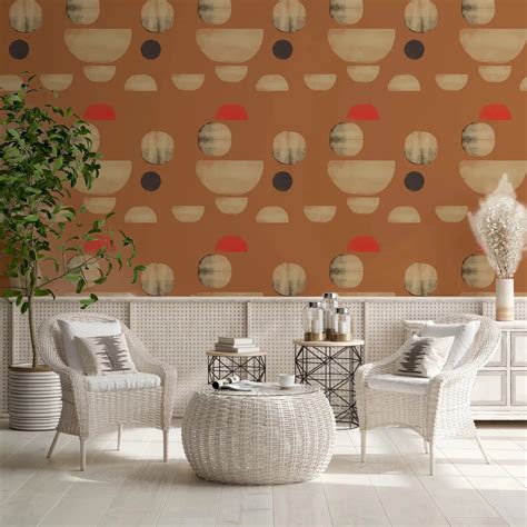 Terracotta Abstract Forms Wallpaper – Modern Earthy Style