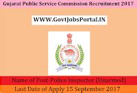 Gujarat Public Service Commission Recruitment 2017– 115 Police Inspector