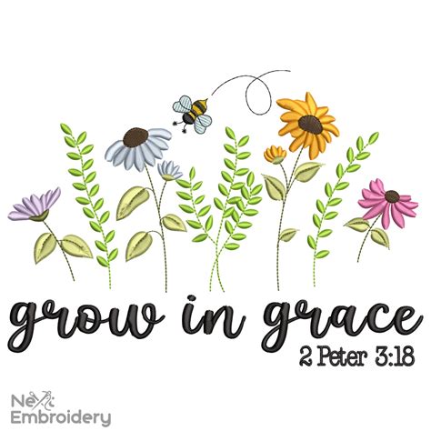 Grow in Grace Embroidery Design - NextEmbroidery