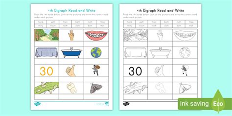-th Digraph Read and Write Activity (teacher made)