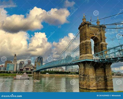 Beautiful View of the John a. Roebling Suspension Bridge in Cincinnati ...