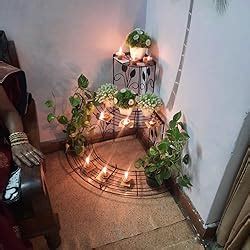 Kundi 3 Tier Plant Stand Floral Corner Shelf Metal Flower Pot Rack ...