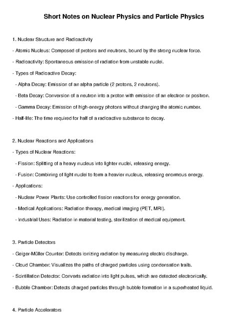 Nuclear Physics Summary: Key Concepts in Nuclear and Particle Physics ...