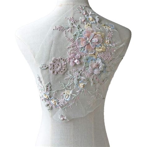 Blossom 3D Flower Applique, Beaded Sequins Flower LACE Patch Bridal ...