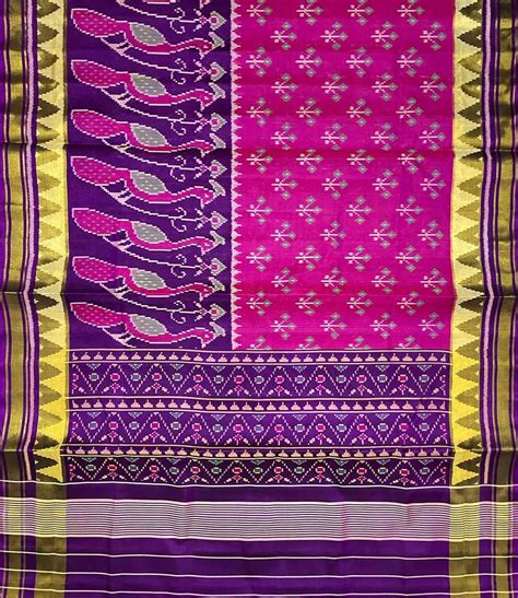 PS1P3PA123070310 Pink And Purple Single Ikat Patola Handloom Pure Silk ...