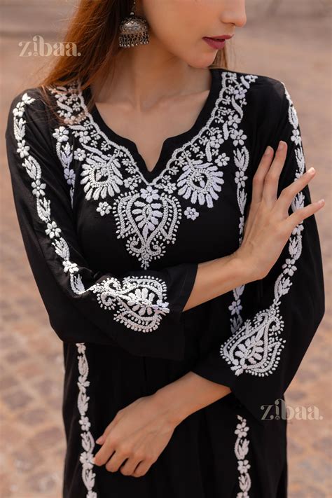 Maaya Modal Black Chikankari Kurti