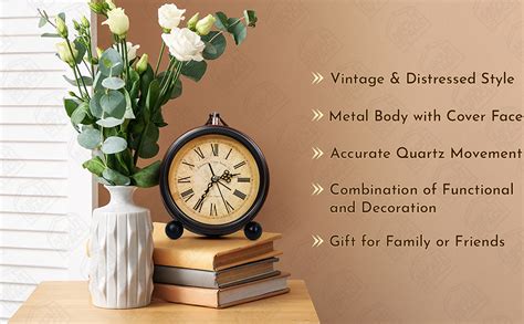 Buy ABOUT SPACE Vintage Alarm Clock Round Silent Analog Table Clock Non ...