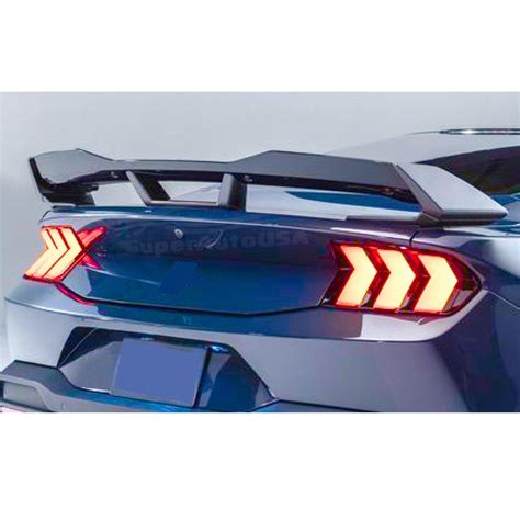 Gloss Black Rear Spoiler W/ Gurney Flap Fit 2024-2025 Up Ford Mustang Dark Horse Style ...