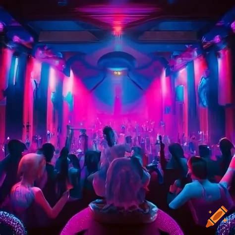 Interdimensional nightclub with people dancing