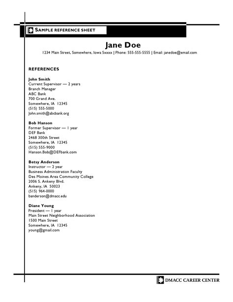 Image result for Professional Reference List Example