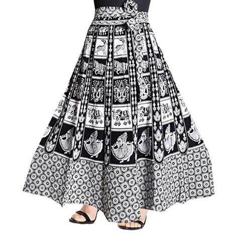 Buy Rangun Printed Cotton Wrap Around Skirt for Women's White at Amazon.in