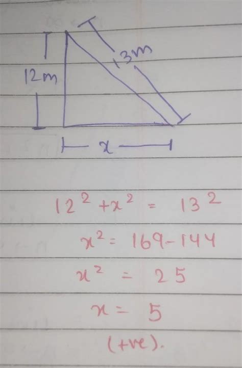 A ladder 13 m long reached a window 12 m high from the ground on ...