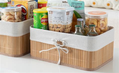 HomeStorie Eco-Friendly Foldable Natural Bamboo Storage Basket Bins ...