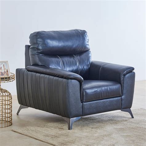 Buy Black Is Beautiful Half Leather 1-Seater Sofa - Grey from Home ...