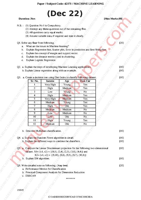 ML(dec 22-23)(may 23-24) - 15549 Duration: 3hrs [Max Marks:80] N. : (1 ...