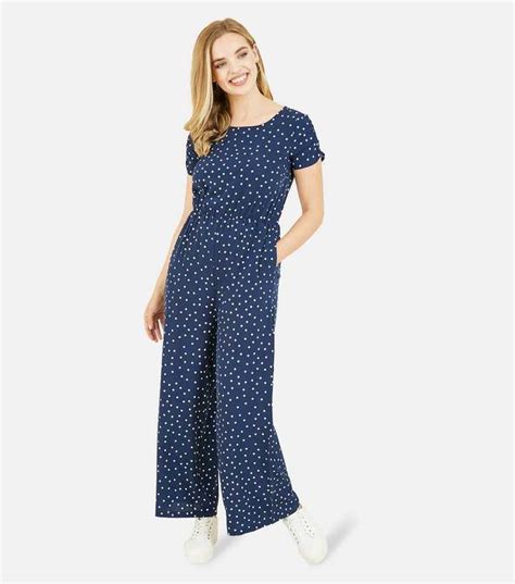 Mela Navy Spot Wide Leg Jumpsuit | New Look
