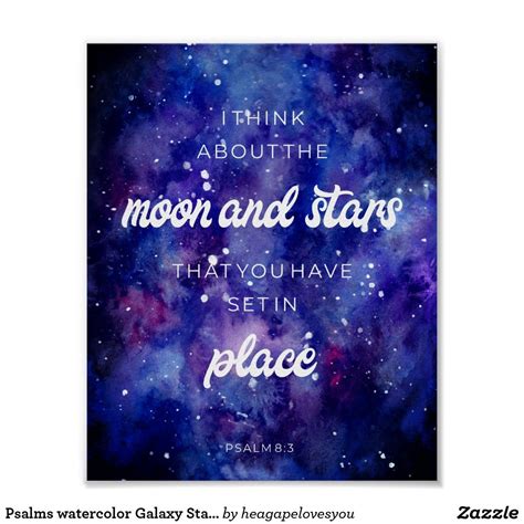Psalms watercolor Galaxy Stars Bible Verse Quote Poster | Zazzle.com in ...