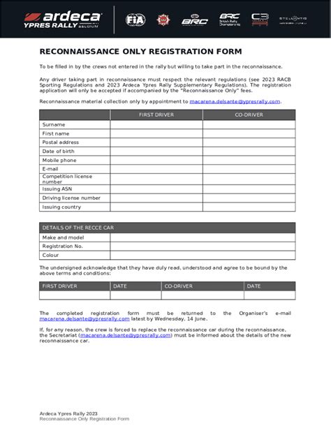 Reconnaissance only registration Doc Template | pdfFiller
