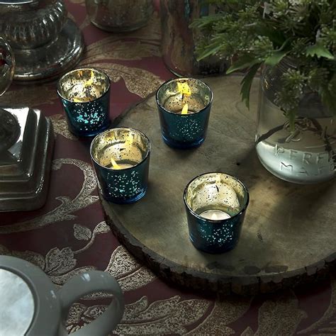 Mercury Silver T-light holder, Glass candle holder stand with free can ...