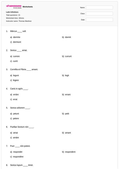 50+ Latin worksheets for Class 12 on Wayground | Free & Printable