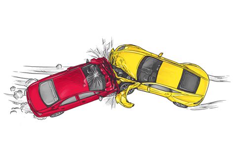 Two cars crash, crashing into each other's front hand drawn style ...