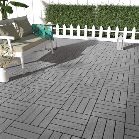 27 Pack Waterproof Interlocking Deck Tiles, 12"x12" Plastic Patio Tiles ...