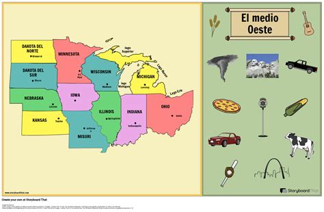 Actividad del mapa del Medio Oeste: Etiqueta las capitales con ...