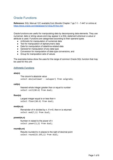 Image result for Oracle Standard SQL Functions
