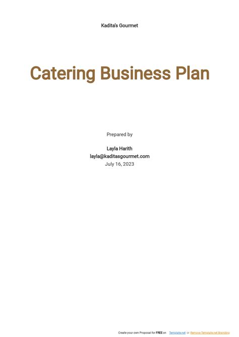 Free Catering Business Plan Template