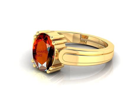 Sidharth Gems 7.00 Ratti 6.00 Carat Gomed Gold Plated Ring Natural ...