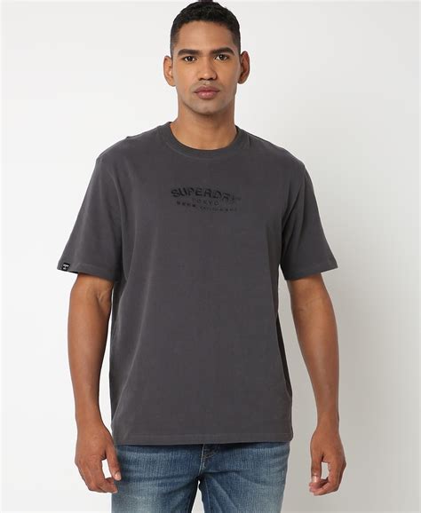 VINTAGE TONAL EMBROIDERY MEN'S GREY T-SHIRT