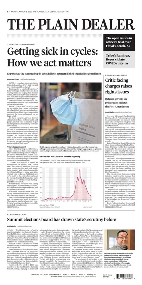 The Plain Dealer’s front page for January 11, 2021 - cleveland.com
