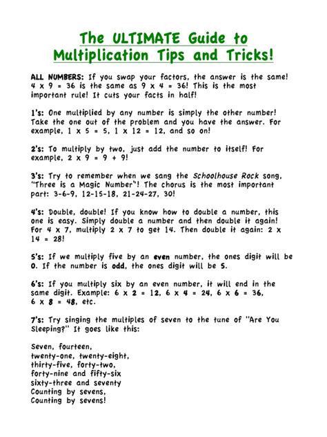 Multiplication Tips 的图像结果