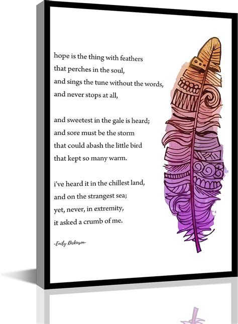 AatoeaX Canvas Wall Art Hope Is The Thing With Feathersu2026And Never ...