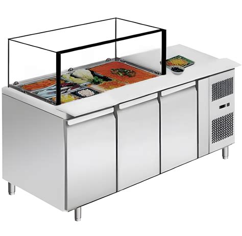 71'' CHEF Refrigerated Salad/Sandwich Prep Table with Rectangle Sneeze