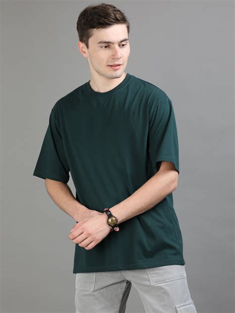 Shop Mens Dark Green Oversized Tshirt Online India – Bushirt