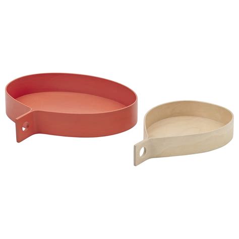 OMMJÄNGE tray, set of 2, orange/birch veneer - IKEA
