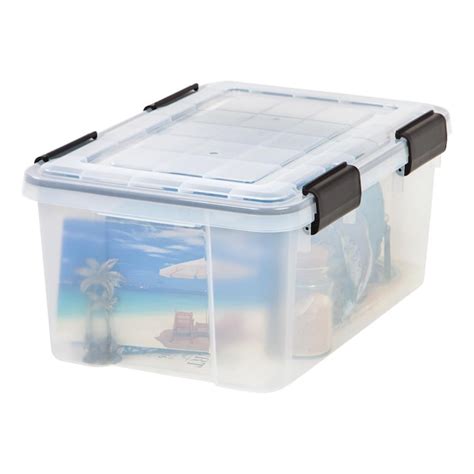 IRIS Weather Tight Medium 4.75-Gallon (19-Quart) Clear Heavy Duty Tote ...