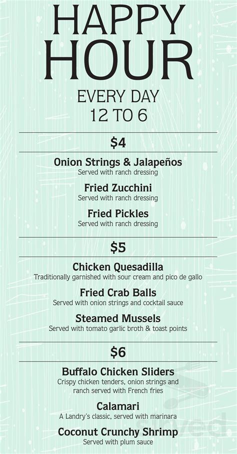 Landry's Seafood House menu in El Paso, Texas, USA