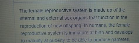 what is the female reproductive system answer with the file attached ...