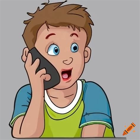 Child Talk On The Phone Clipart