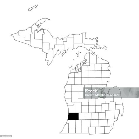 Map Of Allegan County In Michigan State On White Background Single ...
