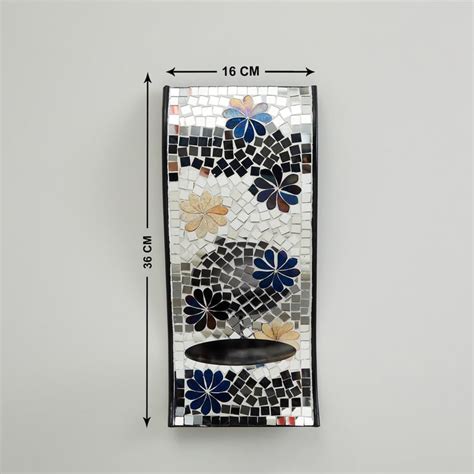 Buy Corsica Mosaic Silver Textured Glass Wall Candle Holder from ...