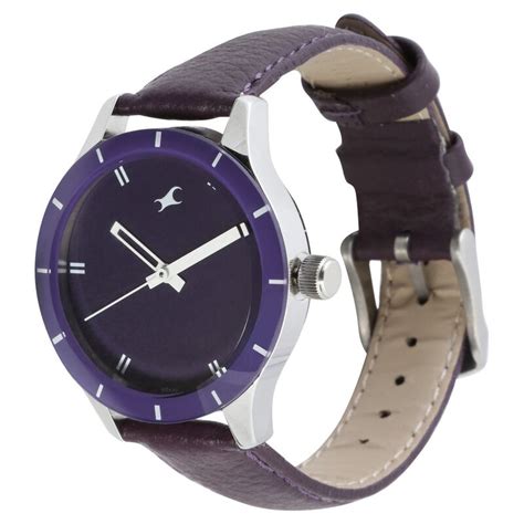 Buy Online Fastrack Quartz Analog Purple Dial Leather Strap Watch for ...