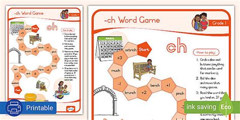 Grade 1 Phonics: -ch Printable Game