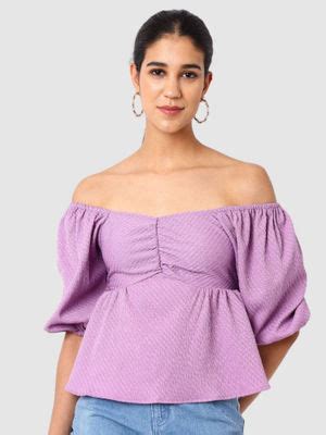 Buy Freehand Women Regular Fit Textured Off Shoulder Top (XS) Online